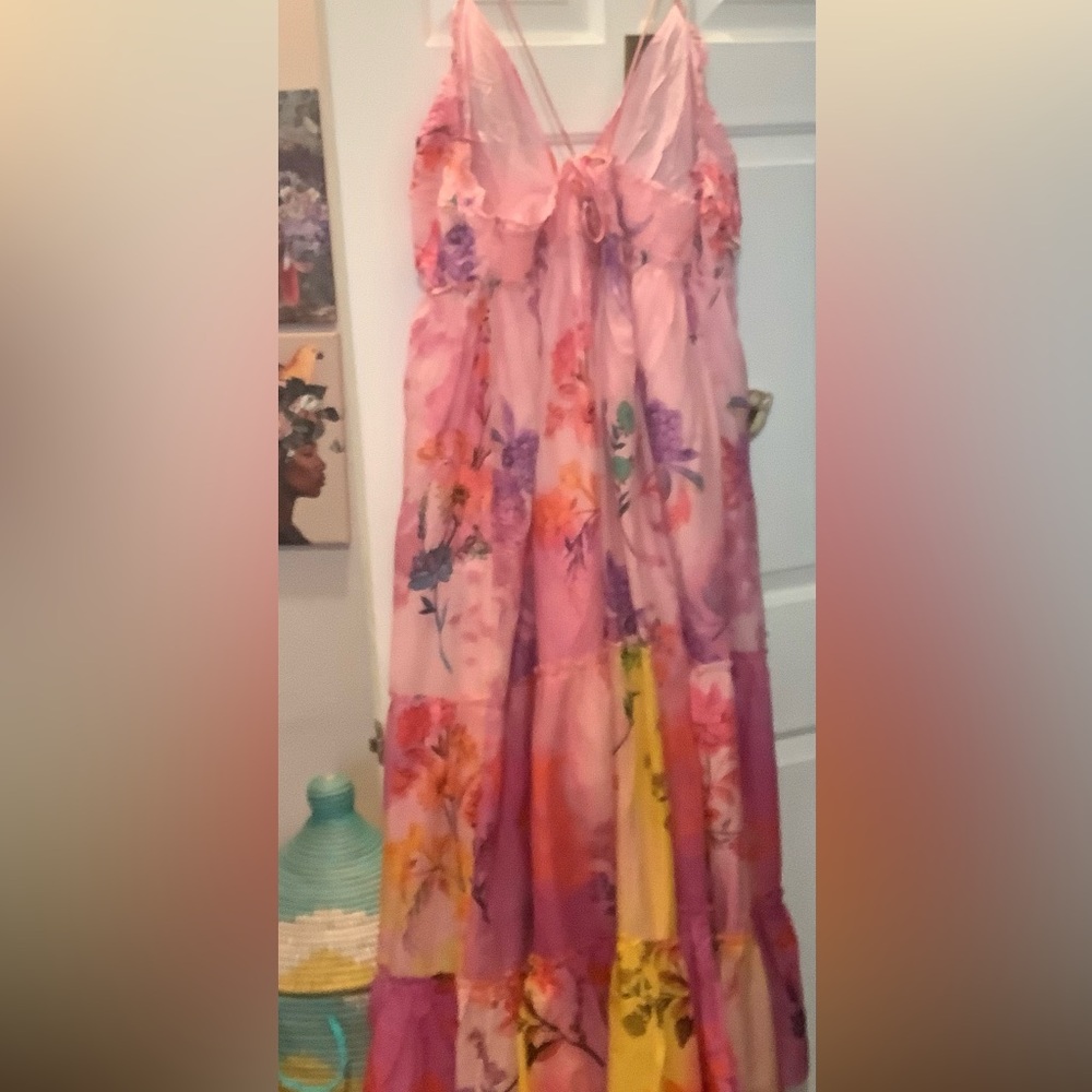 Anthropologie Floral Maxi Dress in Pink and Orange - Picture 8 of 16